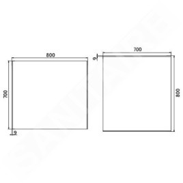 Nimco Miroirs - Miroir de salle de bains LED 800 x 700 mm, carré, aluminium ZP 9003