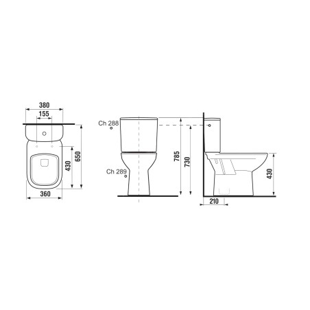 Jika Deep - Set WC combiné avec réservoir de chasse, évacuation par le bas, Dual Flush, blanc H8266170002801