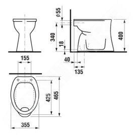 Jika Dino - WC à poser, chasse d'eau plate, évacuation par le bas, blanc H8220080000001