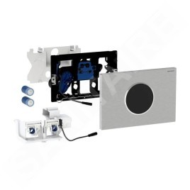 Geberit Sigma10 - Plaque de déclenchement électronique pour 2 volumes de chasse, alimentation depuis pile, inox brossé / poli