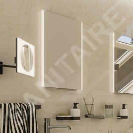 Nimco Miroirs - Miroir de salle de bains LED 800 x 700 mm, carré, aluminium ZP 9003