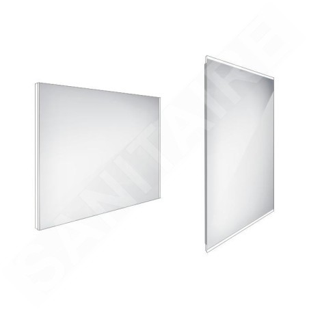Nimco Miroirs - Miroir de salle de bains LED 900 x 700 mm, carré, aluminium ZP 9019