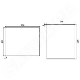 Nimco Miroirs - Miroir de salle de bains LED 900 x 700 mm, carré, aluminium ZP 9019