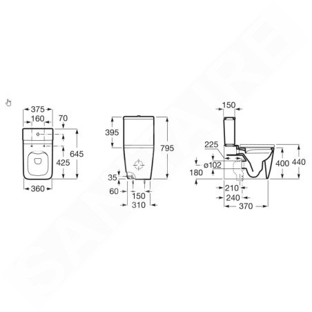 Roca Inspira - Cuvette à poser, sortie Vario, Rimless, blanc A342536000