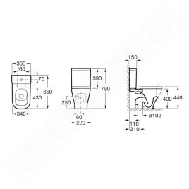 Roca The Gap - Réservoir de toilette, remplissage latéral, DualFlush, blanc A341471000