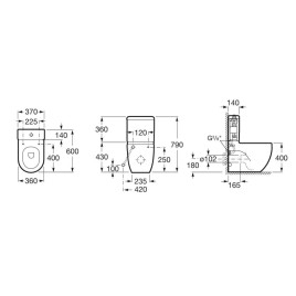 Roca Meridian - Réservoir de toilette, DualFlush, alimentation par le bas à gauche, blanc A341242000