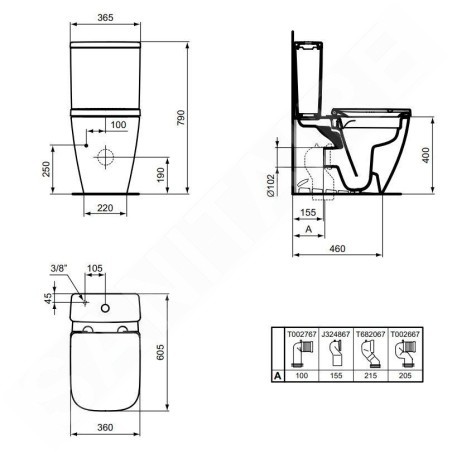 Ideal Standard i.Life S - Cuvette WC à poser, Rimless, blanc T500001