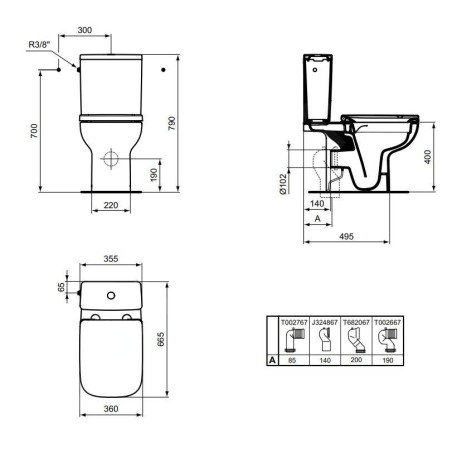 Ideal Standard i.Life A - Réservoir de chasse d’eau, remplissage latéral, blanc alpin T524701