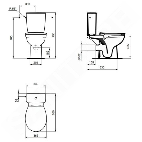 Ideal Standard Eurovit - Cuvette WC à poser, Rimless, blanc WV02501