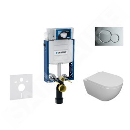 Geberit Kombifix - Set de bâti-support, cuvette Oudee et abattant softclose, plaque de déclenchement Sigma01, chrome brillant
