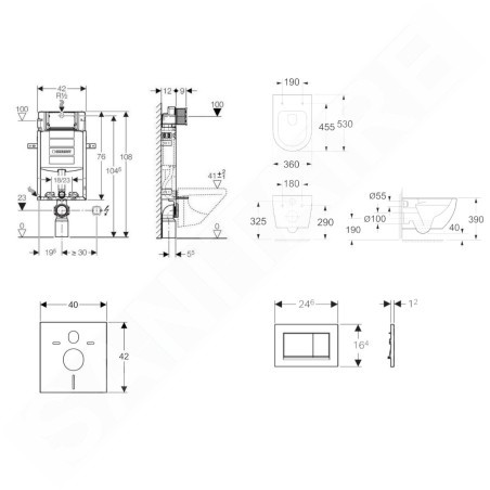 Geberit Kombifix - Set de bâti-support, cuvette Oudee et abattant softclose, plaque de déclenchement Sigma30, chrome