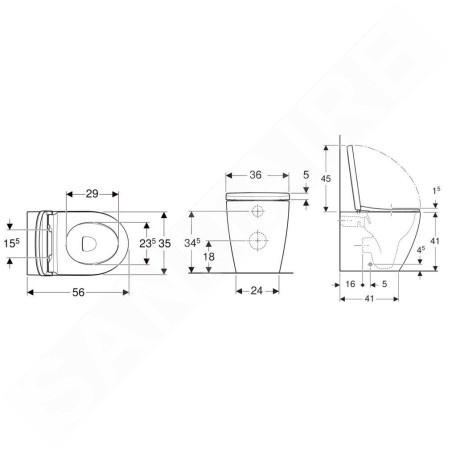 Geberit iCon - WC à poser avec abattant softclose, sortie horizontal, Rimfree, blanc 502.383.JT.1