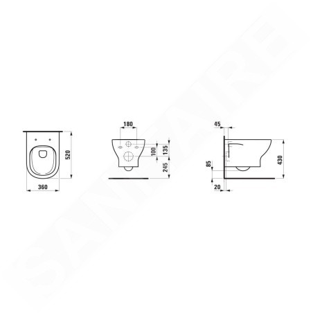 Laufen Lua - WC suspendu, Rimless, blanc H8200810000001