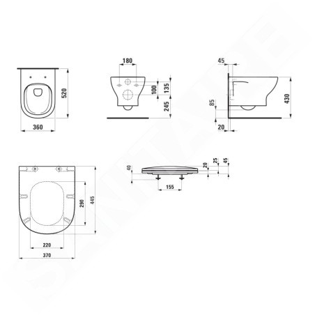 Laufen Lua - WC suspendu avec abattant softclose, Rimless, blanc H8660810000001