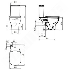 Ideal Standard Tesi - Réservoir de chasse, remplissage par le bas, blanc mat T3568V1