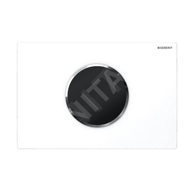 Geberit Sigma10 - Commande électronique de chasse d'eau, alimentation par pile, blanc / chrome brillant 115.908.KJ.6