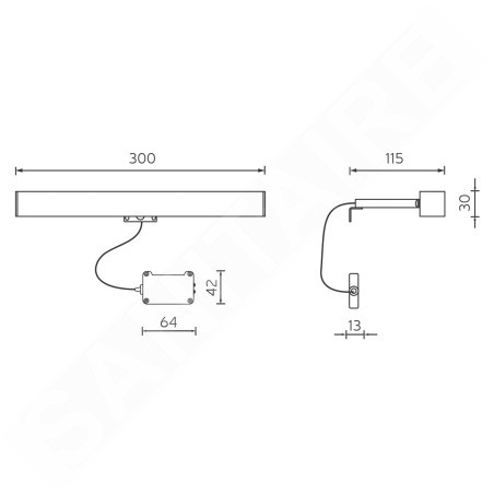 Aqualine Accessoires - Applique LED Veronica, 300x30x115 mm, chrome E26891CI