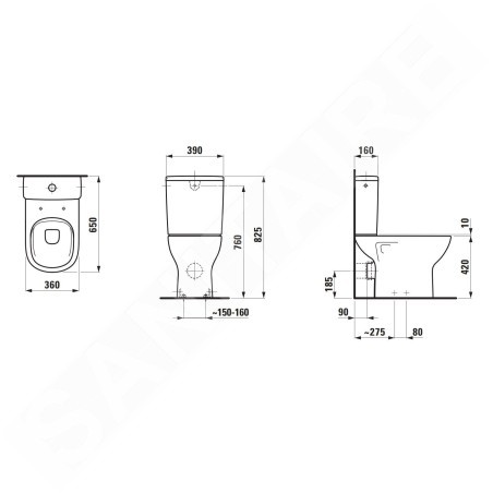Laufen Lua - WC combiné avec siège SoftClose, évacuation arrière, remplissage latéral, Rimless, DualFlush, blanc H8670860009721