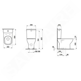 Laufen Lua - WC combiné avec siège SoftClose, évacuation par le bas, remplissage latéral, Rimless, DualFlush, blanc