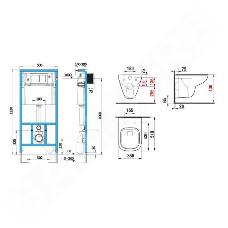 Jika Deep - Set bâti-support et WC suspendu, Rimless, DualFlush, blanc H6006140000002
