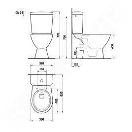Jika Lyra plus - WC combiné, évacuation arrière, remplissage par le bas, Rimless, blanc H8257260002423