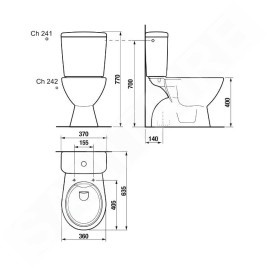 Jika Lyra plus - WC combiné, évacuation par le bas, remplissage latéral, blanc H8257270002413