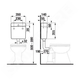 Jika Modul - Réservoir de chasse d’eau, remplissage latéral, blanc alpin H8937140000001
