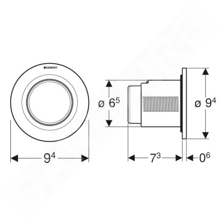 Geberit Systèmes de chasse d’eau - Commande à distance de chasse d'eau type 01, pour réservoir de chasse encastré 8 cm,  chrome