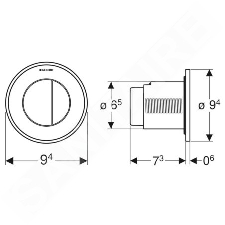 Geberit Systèmes de chasse d’eau - Commande à distance de chasse d'eau type 01, 2 actions, pour réservoir de chasse encastré 8