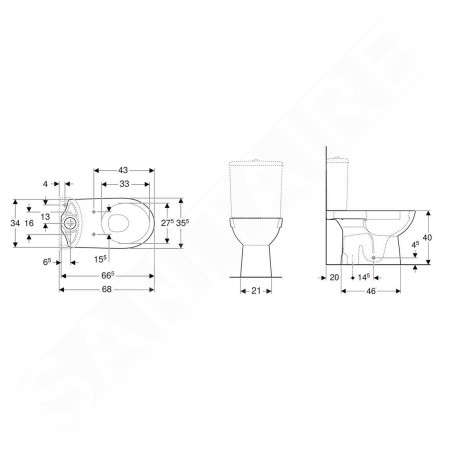 Geberit Selnova - cuvette de WC, sortie par le bas, 665x356 mm, blanc 500.151.01.7