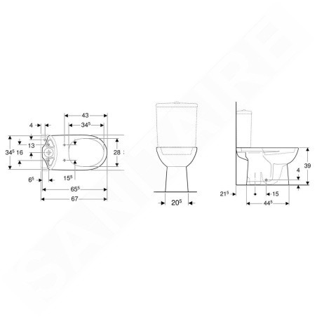Geberit Selnova - cuvette de WC, sortie par le bas, 670x360 mm, blanc 500.281.01.7