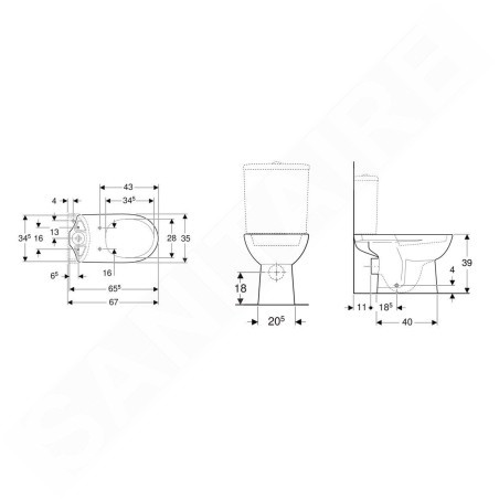 Geberit Selnova - cuvette de WC, sortie arrière, 670x360 mm, blanc 500.282.01.5