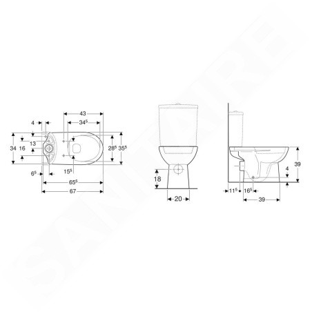 Geberit Selnova - cuvette de WC, sortie arrière, 665x356 mm, Rimfree, blanc 500.283.01.5