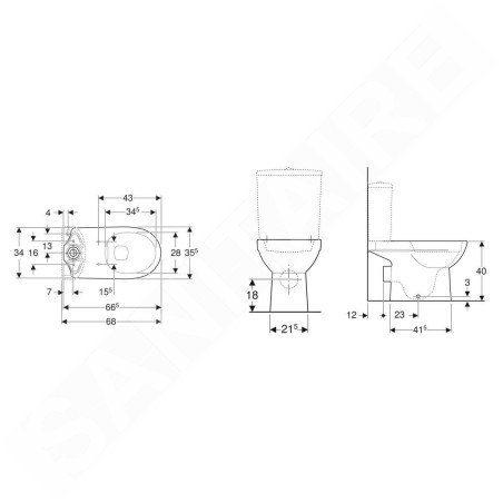 Geberit Selnova - cuvette de WC, sortie arrière, 680x360 mm, Rimfree, blanc 500.285.01.7