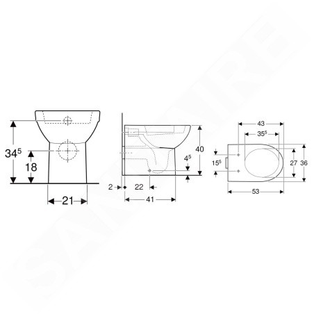 Geberit Selnova Square - WC à poser, 530x360 mm, blanc 500.286.01.7