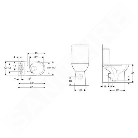 Geberit Selnova Comfort - Cuvette à poser, sortie arrière, Rimfree, blanc 500.486.01.7