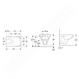 Geberit Selnova Square - WC suspendu, 530x350 mm, Rimfree, blanc 501.458.00.7