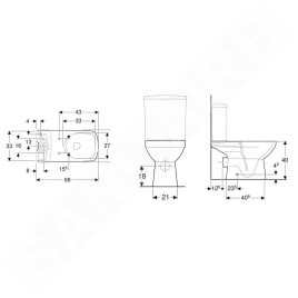 Geberit Selnova Square - cuvette de WC, sortie arrière, 680x350 mm, Rimfree, blanc 501.563.01.7