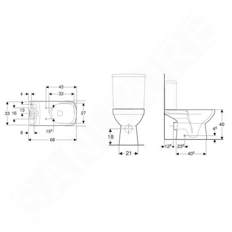 Geberit Selnova Square - cuvette de WC, sortie arrière, 680x350 mm, Rimfree, blanc 501.563.01.7