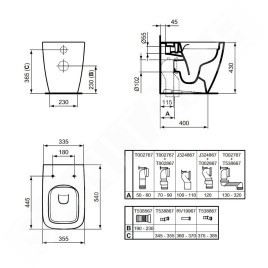 Ideal Standard i.Life B - WC à poser, adaptées aux personnes à mobilité réduite, évacuation arrière, blanc T458101