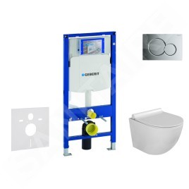Geberit Duofix - Set de bâti-support, cuvette Gaia et abattant softclose, plaque de déclenchement Sigma01, chrome brillant