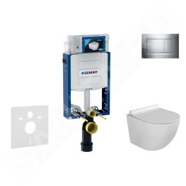 Geberit Kombifix - Set de bâti-support, cuvette Gaia et abattant softclose, plaque de déclenchement Sigma30, chrome/chrome mat