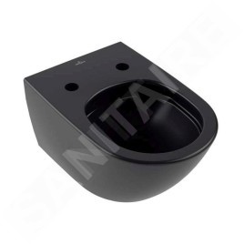 Villeroy & Boch Antao - Cuvette de WC suspendue, Rimless, CeramicPlus, TitanGlaze, TwistFlush, Pure Black 4674T0R7