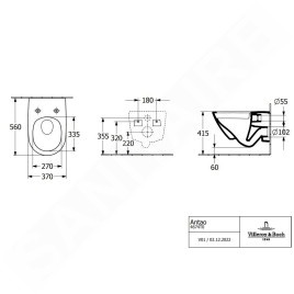 Villeroy & Boch Antao - Cuvette de WC suspendue, Rimless, CeramicPlus, TitanGlaze, TwistFlush, Pure Black 4674T0R7