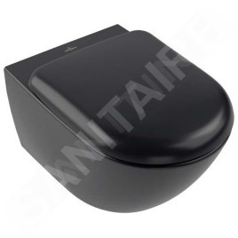 Villeroy & Boch Antao - Cuvette de WC suspendue, Rimless, CeramicPlus, TitanGlaze, TwistFlush, Pure Black 4674T0R7