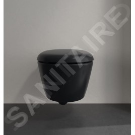 Villeroy & Boch Antao - Cuvette de WC suspendue, Rimless, CeramicPlus, TitanGlaze, TwistFlush, Pure Black 4674T0R7