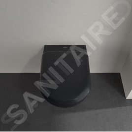 Villeroy & Boch Antao - Cuvette de WC suspendue, Rimless, CeramicPlus, TitanGlaze, TwistFlush, Pure Black 4674T0R7