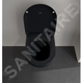 Villeroy & Boch Antao - Cuvette de WC suspendue, Rimless, CeramicPlus, TitanGlaze, TwistFlush, Pure Black 4674T0R7