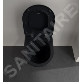 Villeroy & Boch Antao - Cuvette de WC suspendue, Rimless, CeramicPlus, TitanGlaze, TwistFlush, Pure Black 4674T0R7