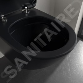 Villeroy & Boch Antao - Cuvette de WC suspendue, Rimless, CeramicPlus, TitanGlaze, TwistFlush, Pure Black 4674T0R7